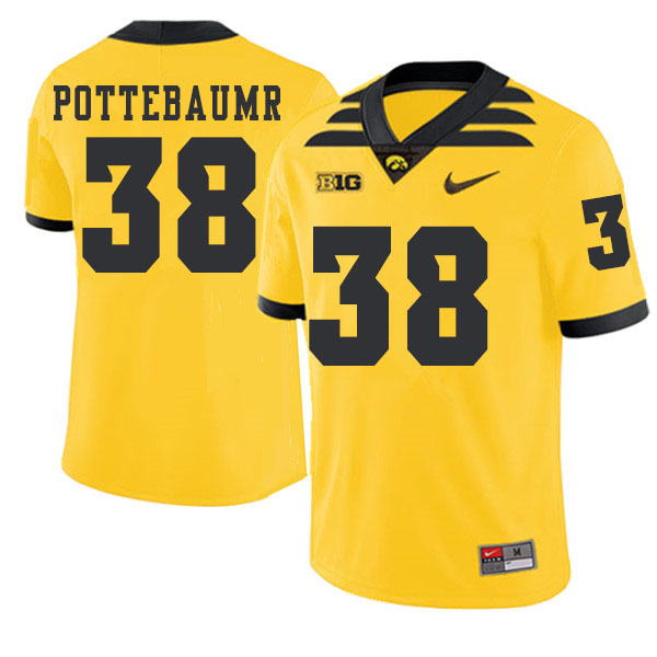 2019 Men #38 Monte Pottebaumr Iowa Hawkeyes College Football Alternate Jerseys Sale-Gold